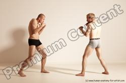 Underwear Martial art Man - Man White Moving poses Slim Short Blond Dynamic poses Academic